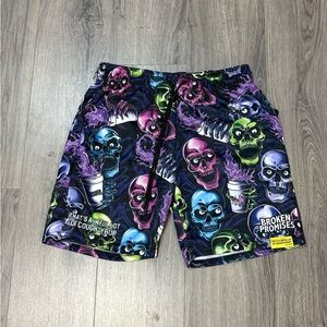 ALOCS x broken promises Men's Multicolor Skull Shorts